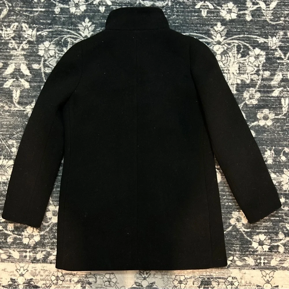 J. Crew women’s  wool mid length Black collard zip up  Pea Coat - Picture 2 of 4